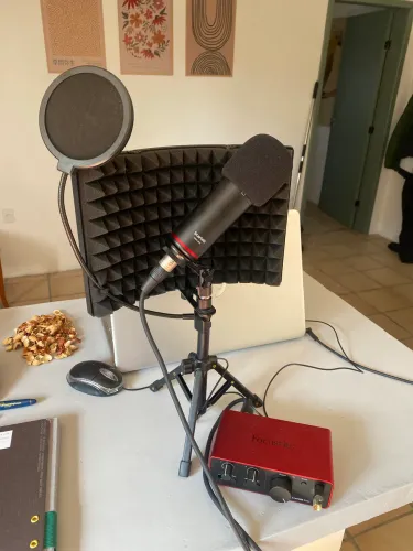 placa de som e microfone com supressão de ruído