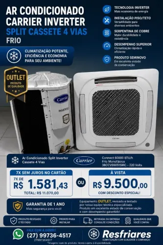Vendo Ar condicionado cassete 4vias 60.000 btus