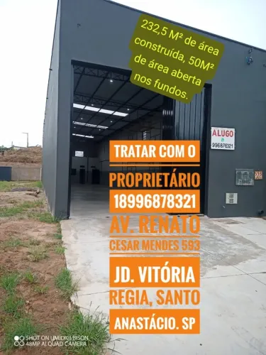 Barracão p/ Alugar AV. Renato César Menes 593 Sto Anastácio WhatsApp * Roberto