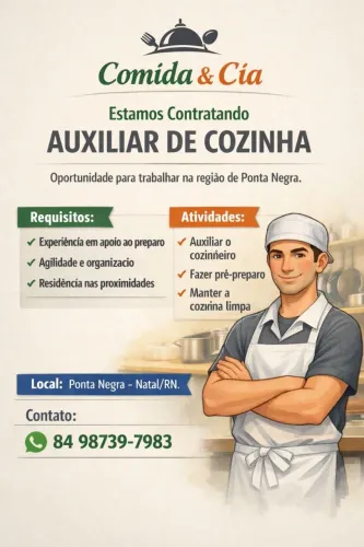 Preciso de auxiliar de cozinha que saiba cozinhar