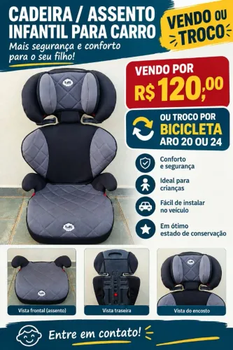 Vendo troco cadeira assento infantil para carro