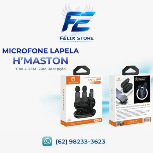 Microfone De Lapela Sem Fio H'Maston Mk08 Tipo-C Goiânia