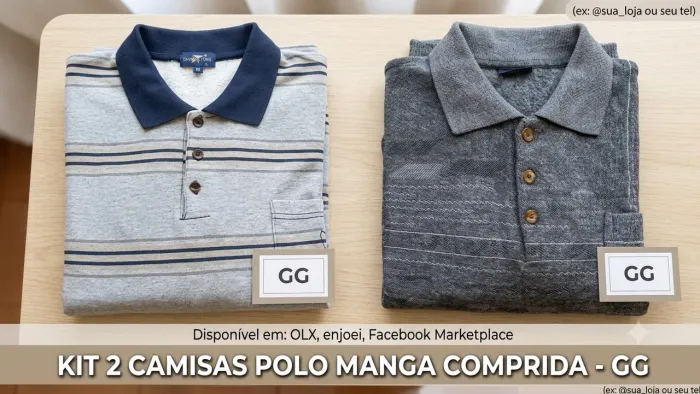 2 Camisas Polo Manga Comprida Masculina GG - Vila Olímpia