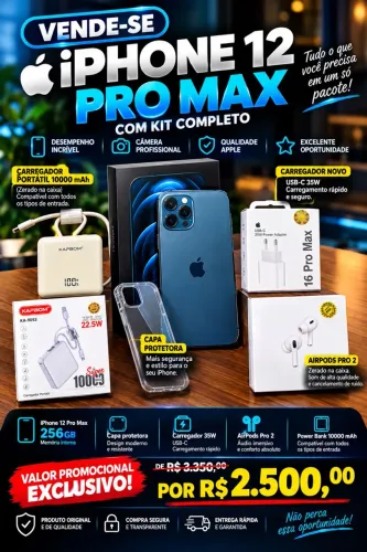 Vendo IPhone 12 PRO MAX com KIT super completo