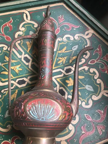 Bule Indiano Latão Antiguidade com 32 cm Altura