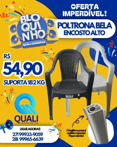 Poltrona Cadeira Plastica Suporta 182kg