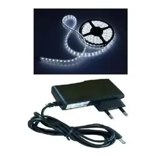 Fita branco frio led 5 metros com fonte