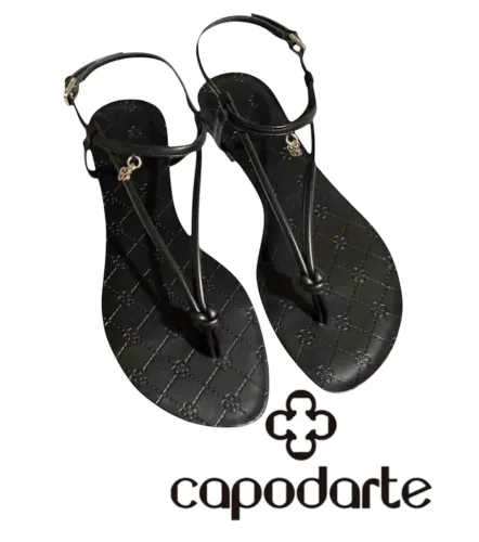 Sandália Rasteira CAPODARTE. NOVA, Cor Preto.