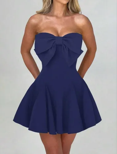 Vestido Azul De Lacinho Novo
