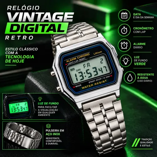 Relogio Digital Vintage Retro Estilo Cassio