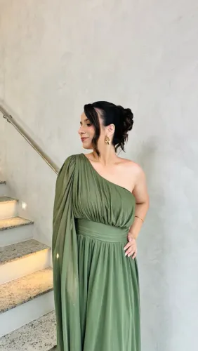 Vestido verde oliva - Madrinha 