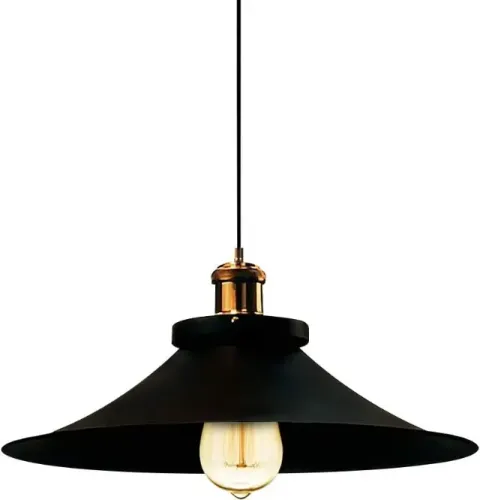 Pendente Industrial Preto 38 cm em Alumínio - Detalhe Cobre