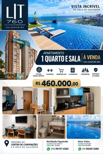 LIT 760 1 QUARTO E SALA À VENDA | SALVADOR- COSTA AZUL