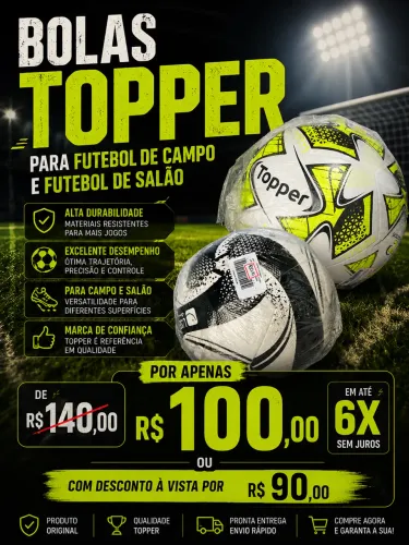 Bola de futebol campo topper original slick tecnofusion promoção