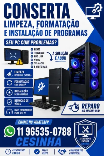 ? ASSISTÊNCIA TÉCNICA PARA COMPUTADORES ? CONSERTO, LIMPEZA E FORMATAÇÃO