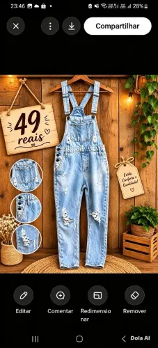 Jardineira jeans p
