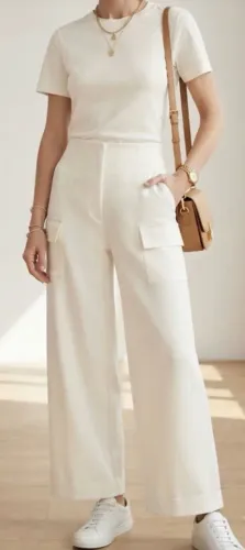 calça alfaiataria de crepe off white 42
