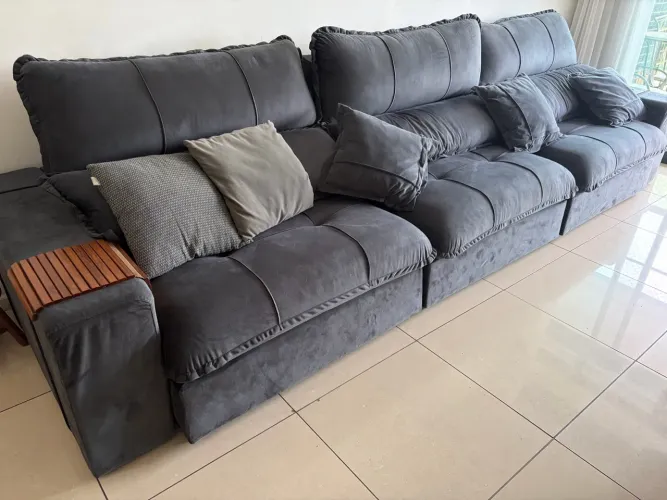 Sofá 3,80m em tecido veludo tecnológico soft