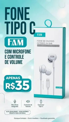 Fone de ouvido tipo C
