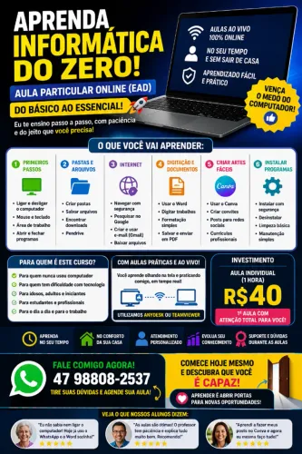 Aulas de Informática Básica para Iniciantes | Suporte para Computador e Celular