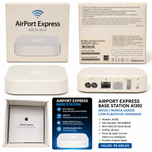 Apple AirPort Express A1392 - NOVO, Nunca Usado, Caixa e Plásticos Originais