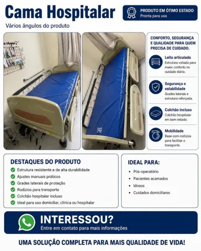 Cama Hospitalar em Ótimo estado