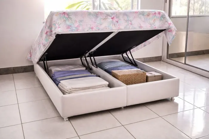 Vende-se Cama Box Casal Baú Bipartido + Colchão 