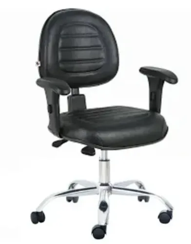 Cadeira digitador giratória c/ braço com costura back system base cromada