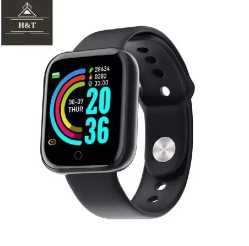 Smartwatch Inteligente Preto com Monitoramento de Pressão Arterial e Batimentos