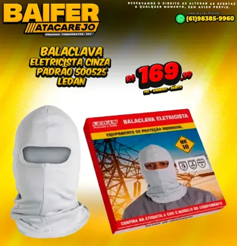 Balaclava Eletricista Cinza Padrão 500525 Ledan