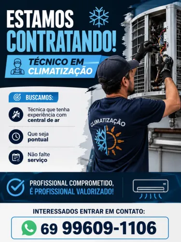 Estamos contratando técnico em climatização