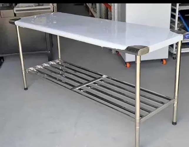 A.L MESA DE INOX COM PRATELEIRA