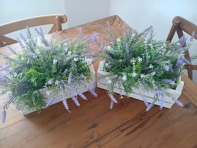 Duas jardineiras madeira com lavanda 100.00 as duas