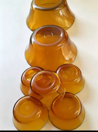 Conjunto de lindas tigelas em vidro temperado cor âmbar