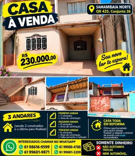 Casa em samambaia norte 425