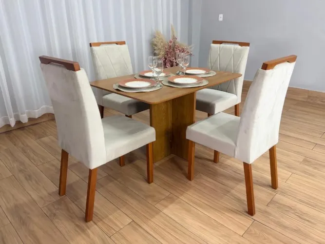 Mesa de Jantar Salinas 1.20×0.80 s/Vidro c/4 Cadeiras Entrega Rápida