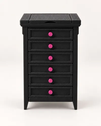Gaveteiro preto miniatura para Integrity toys/Monster High/ Barbie