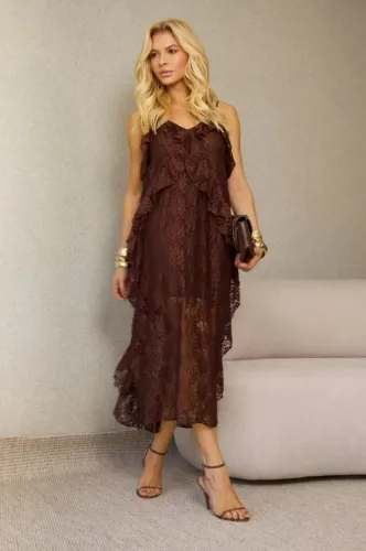 VESTIDO MIDI LUANA EM RENDA COM FORRO LUXO