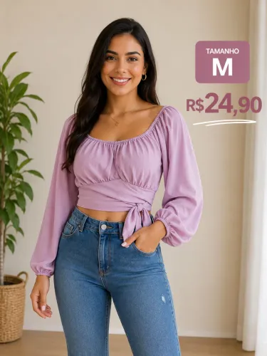 Cropped Manga longa Rose 