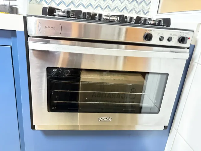 Fogao de Embutir 5 Bocas Venax Gaudi Platinum Vitreo Inox Gas