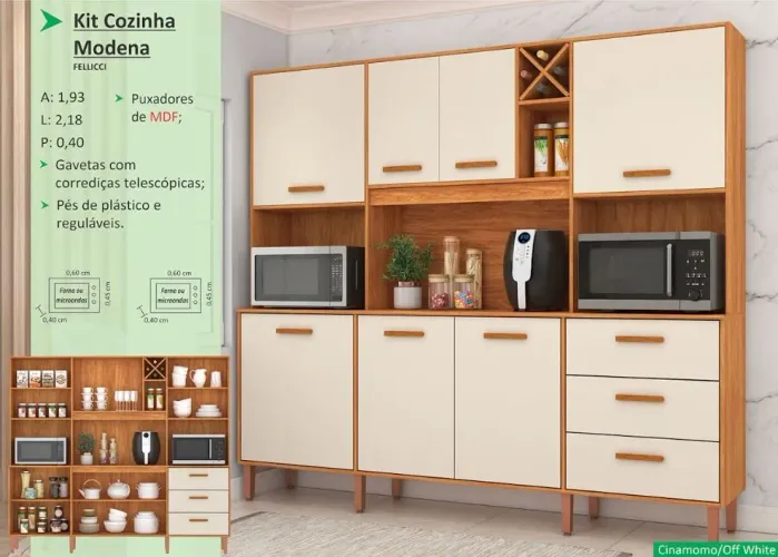 Armário de cozinha Modena off white 