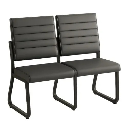 Sofá Para Escritório Dois Lugares Estofado Design Moderno Confortável Preto 35120