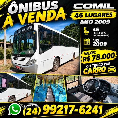 Vendo ônibus Comil 2009, 46 lugares. Aceito troca por carro! 