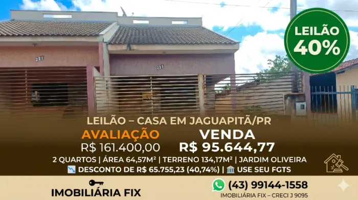 ? JAGUAPITÃ - LEILÃO: OPORTUNIDADE DE OURO NO JARDIM OLIVEIRA!