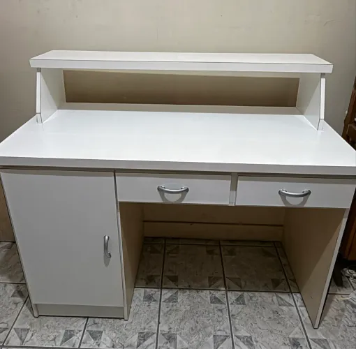 Mesa Escrivaninha INDESTRUTÍVEL- MDF + Fórmica-120x60cm-C/ Gavetas e Armário-Escritório