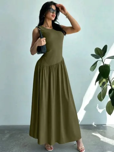 Vestido Longo Elegante Verde Militar
