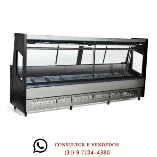 Balcão de Açougue 3M Vidro Reto Polar