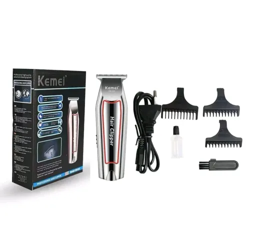 Máquina de Cortar Cabelo Kemei Profissional + Acessórios