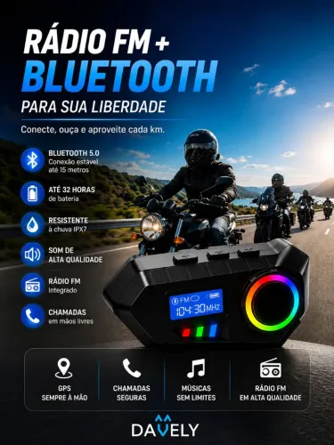 Intercomunicador Bluetooth Com Visor Rádio Fm Microfone RGB Headset Wireless - Y30