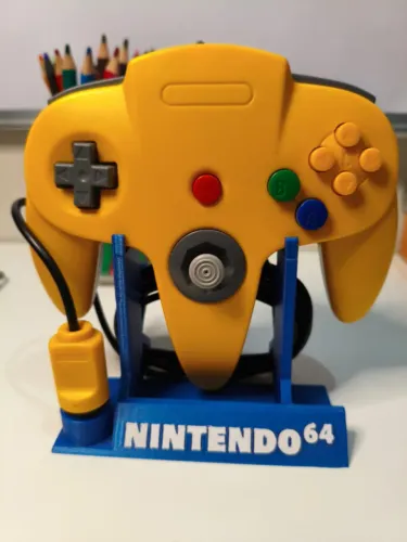 Controle / Joystick Nintendo 64 Amarelo/Azul - Analógico Aprimorado